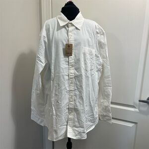 NWT Amazon Men's White Oxford Button-Up Shirt XL Long Sleeve Casual